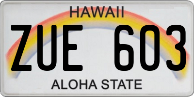 HI license plate ZUE603