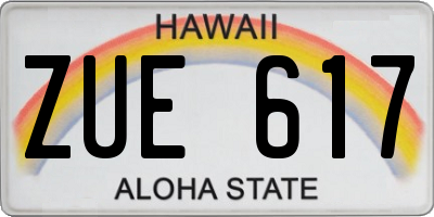 HI license plate ZUE617