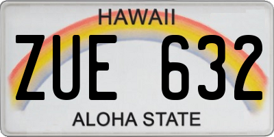 HI license plate ZUE632