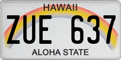 HI license plate ZUE637