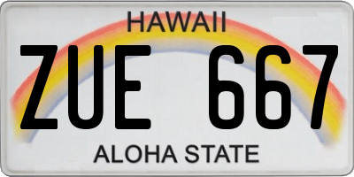 HI license plate ZUE667