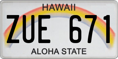 HI license plate ZUE671