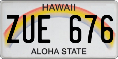 HI license plate ZUE676