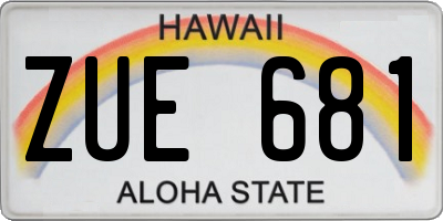 HI license plate ZUE681