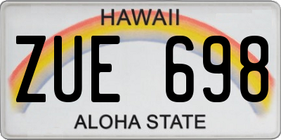 HI license plate ZUE698