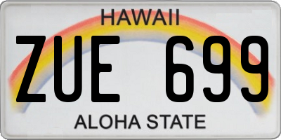 HI license plate ZUE699