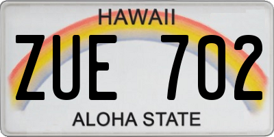 HI license plate ZUE702