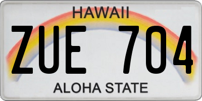 HI license plate ZUE704