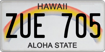HI license plate ZUE705