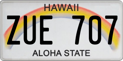 HI license plate ZUE707