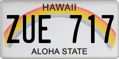 HI license plate ZUE717