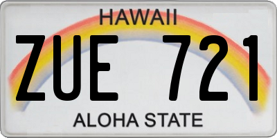HI license plate ZUE721