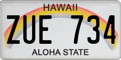 HI license plate ZUE734