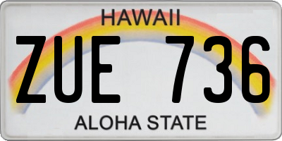 HI license plate ZUE736