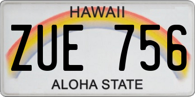 HI license plate ZUE756