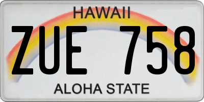 HI license plate ZUE758