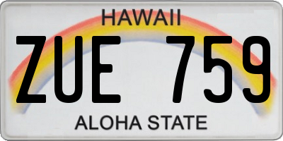 HI license plate ZUE759