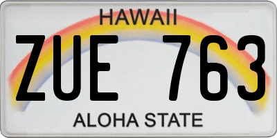 HI license plate ZUE763
