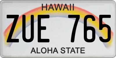 HI license plate ZUE765