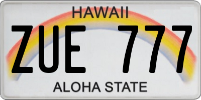 HI license plate ZUE777