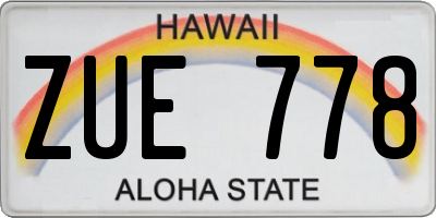 HI license plate ZUE778