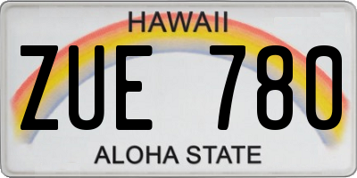 HI license plate ZUE780