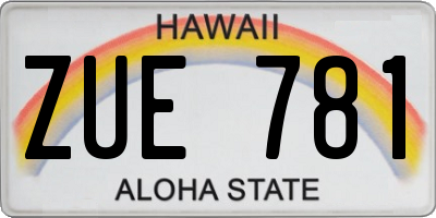 HI license plate ZUE781