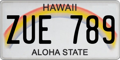 HI license plate ZUE789