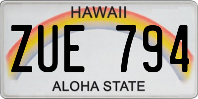 HI license plate ZUE794