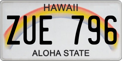 HI license plate ZUE796