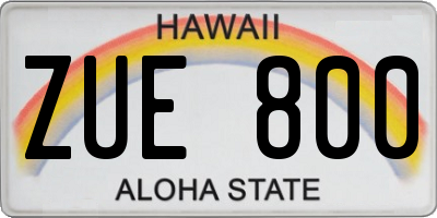HI license plate ZUE800