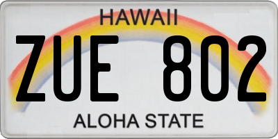 HI license plate ZUE802