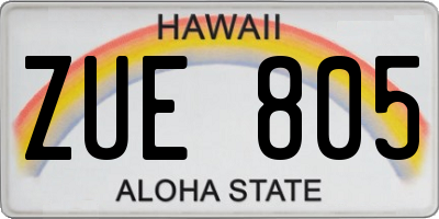 HI license plate ZUE805