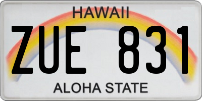 HI license plate ZUE831