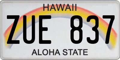 HI license plate ZUE837