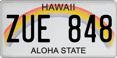 HI license plate ZUE848