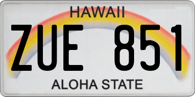 HI license plate ZUE851
