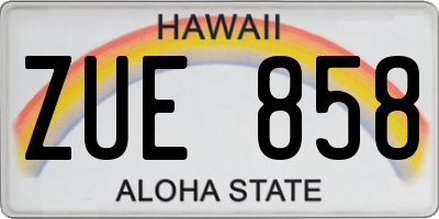 HI license plate ZUE858
