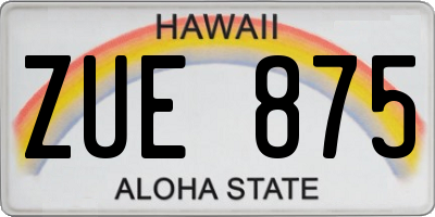 HI license plate ZUE875
