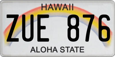 HI license plate ZUE876