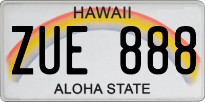 HI license plate ZUE888