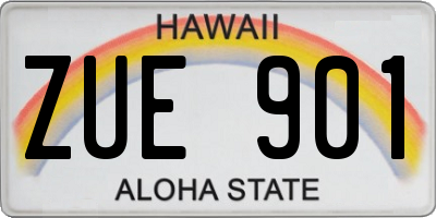 HI license plate ZUE901