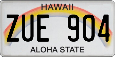 HI license plate ZUE904