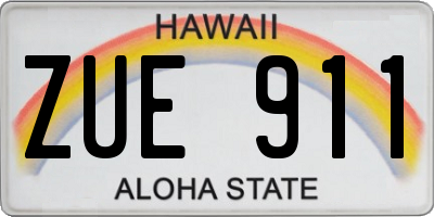 HI license plate ZUE911