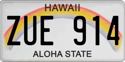 HI license plate ZUE914