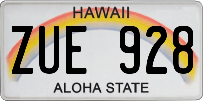 HI license plate ZUE928