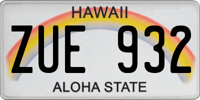HI license plate ZUE932