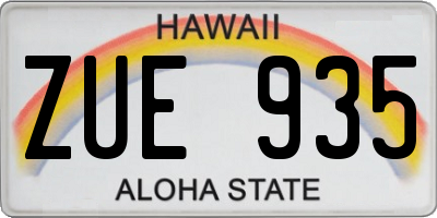 HI license plate ZUE935