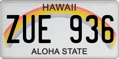 HI license plate ZUE936