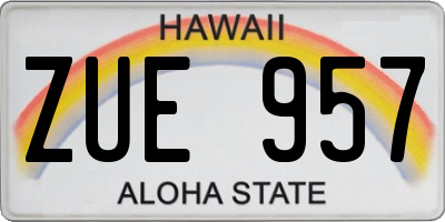 HI license plate ZUE957